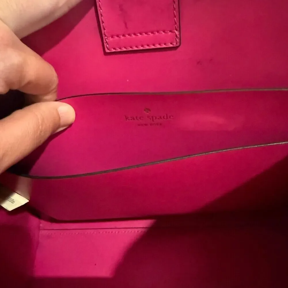 Kate Spade Arbour Hill Kyra Black Sweetheart Pink Leather Crossbody Handbag with